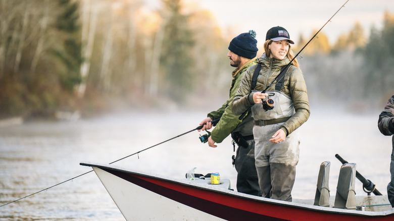 Couple fishing for coho in Washington