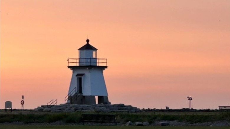 The lighthouse at marblehead Lighthouse State Park at sunset