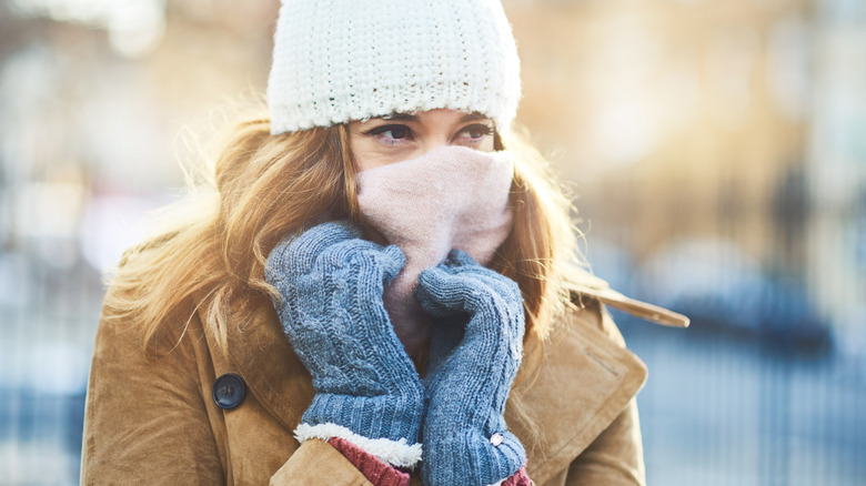 Woman bundled up against the cold