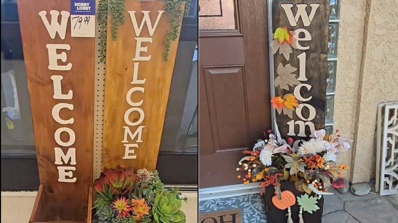 Hobby Lobby welcome planters and DIY planter box dupe