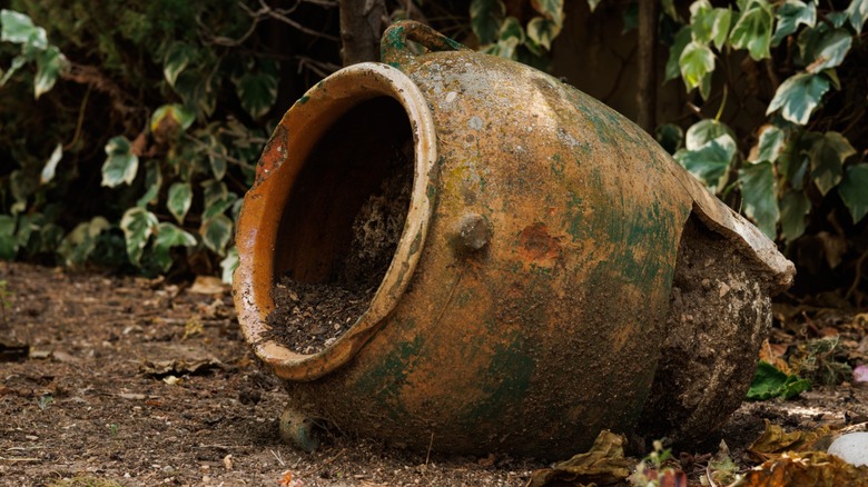 A pot broken on its side