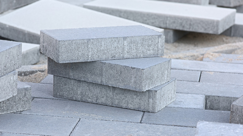 Stack of cement stones