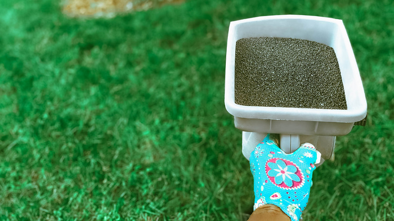 Woman with slow-release fertilizer