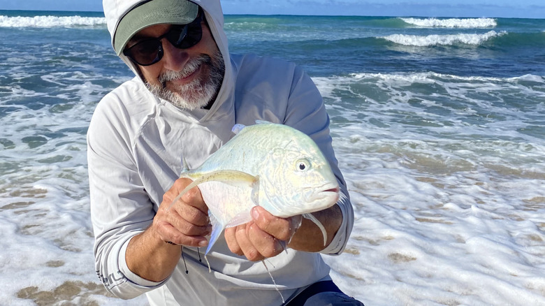 Bluefin trevally caught in Sand Island Surf