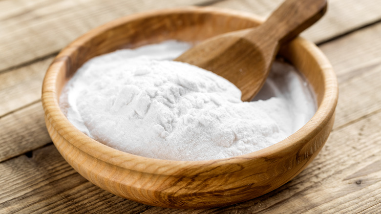 Wooden bowl full of baking soda