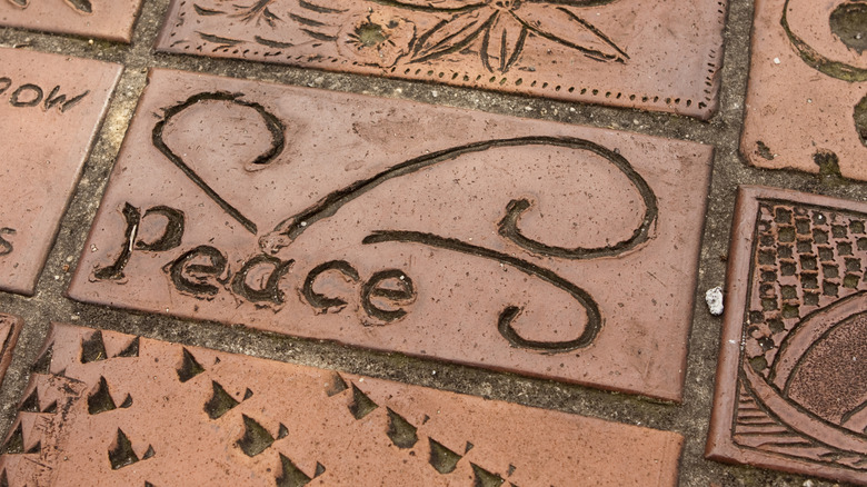 Bricks with messages carved into them