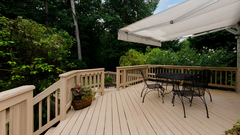 Wooden deck with matching railings