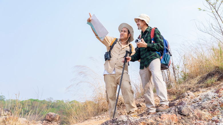 One hiker teaching another hiker