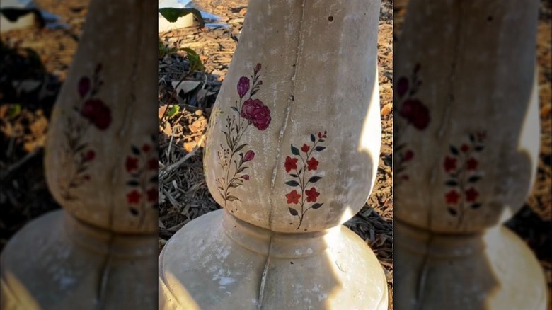 final results of temporary tattoos on birdbath