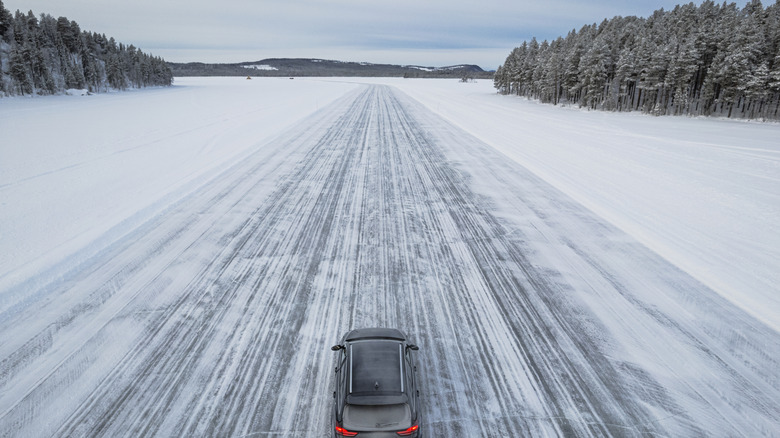 driving on icy road