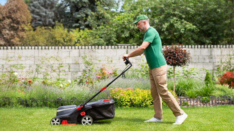 Man mowing lawn