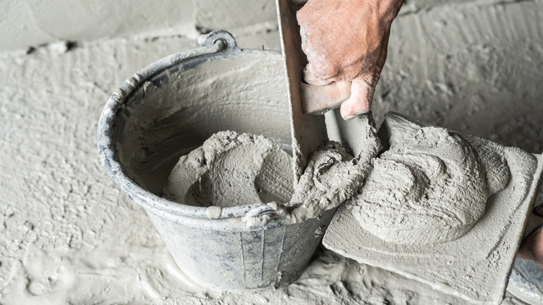 Mixing cement with a trowel