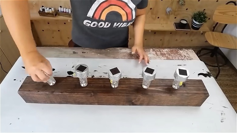 Liz Fenwick making DIY solar centerpiece