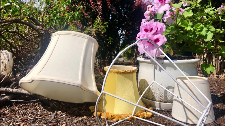 lampshades in garden