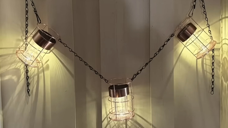 Solar Powered lantern string lights with dollar tree objects