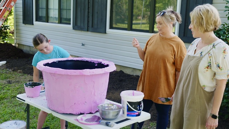 Making a faux stone planter