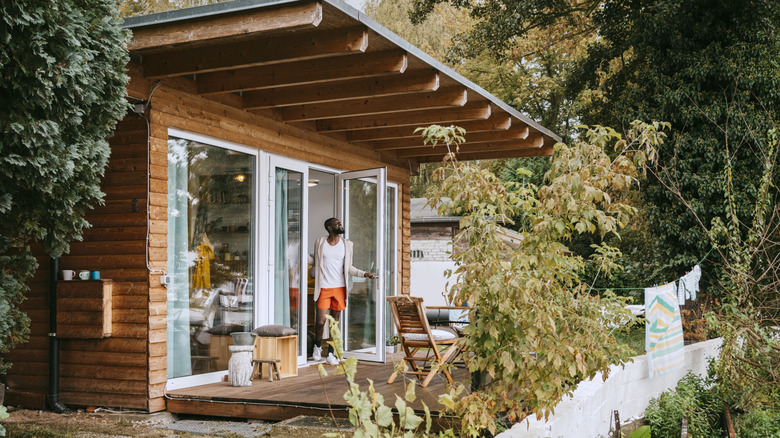 man on open patio in nature