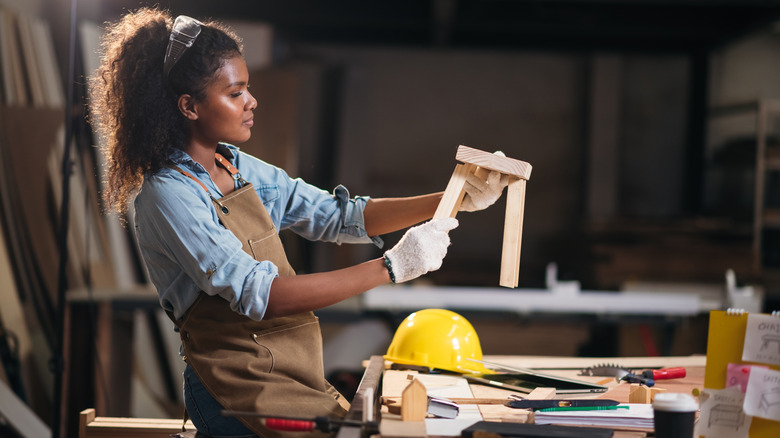 A woman working on a construction project