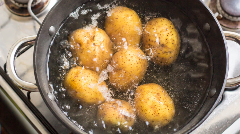 Potatoes in a pot of boiling water