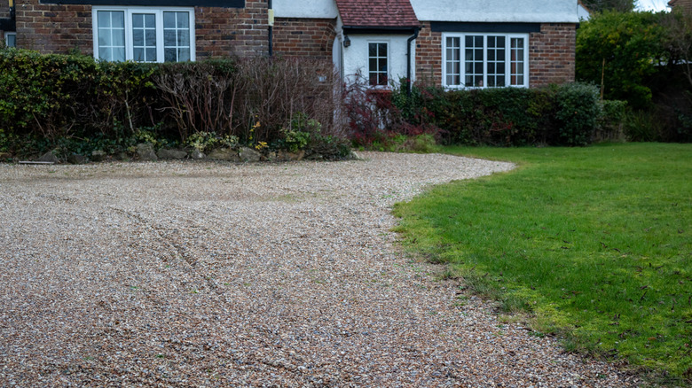 House with gravel driveway