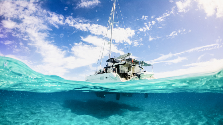 Sail boat in the Caribbean Ocean