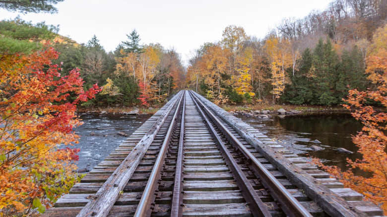 abandoned rail track in adirondacks