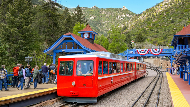 Passengers boarding Pikes Peak Cog Railway