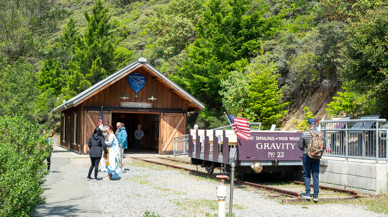 historic barn and tourists in mount tamalpais state park
