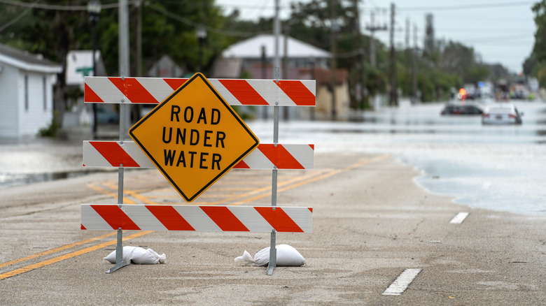 Road under water sign