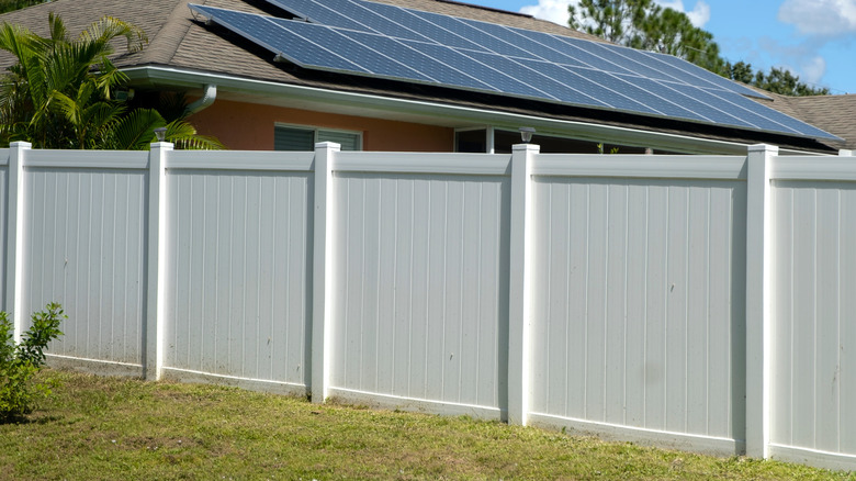 White vinyl fence around backyard