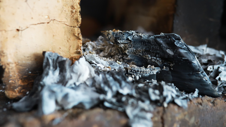 burnt wood and ash