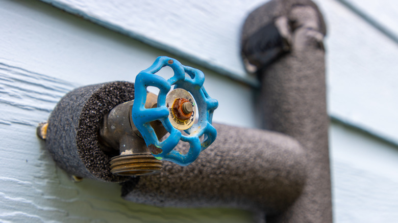 Outdoor pipes with foam insulation