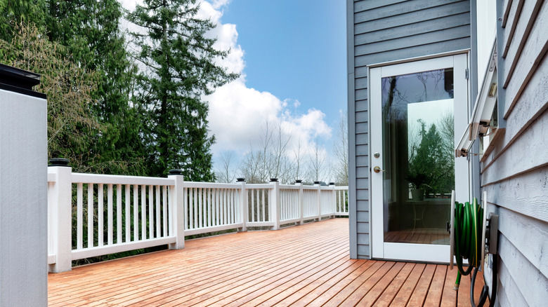 a beautiful deck made of premium wood that looks like cedar or redwood