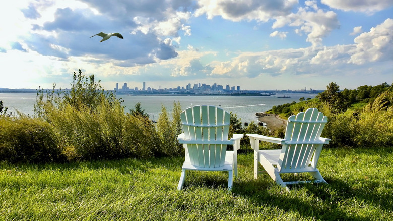 To chairs on Spectacle Island