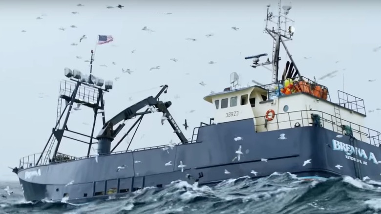 A crabbing boat on the sea