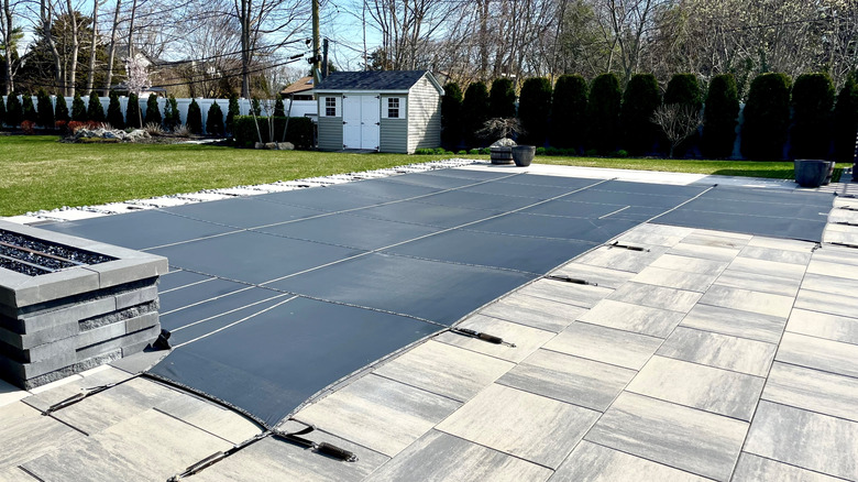 Pool covered for winter