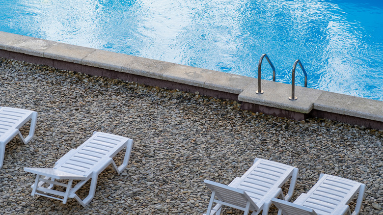 River rock lining a pool