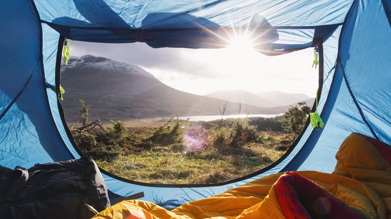 View from inside a tent