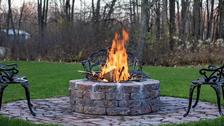 A backyard fire pit