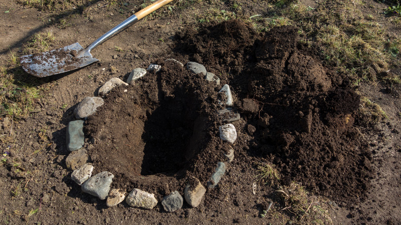 Digging a fire pit