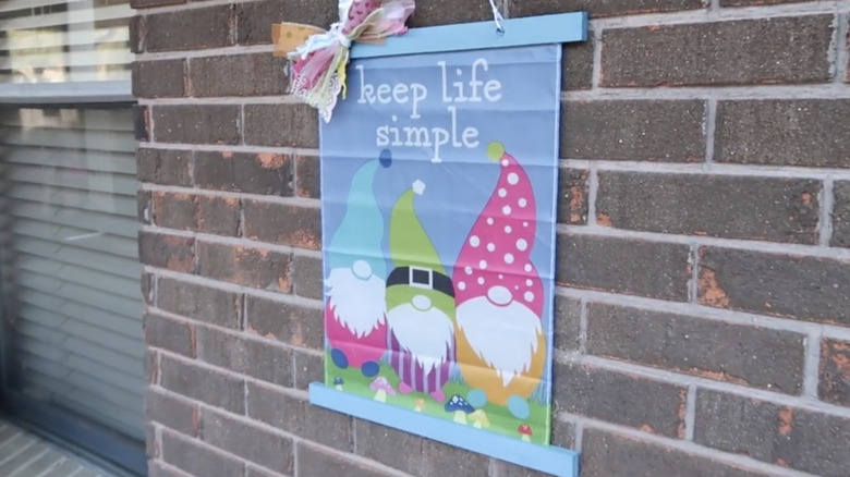 DIY outdoor decor made from a garden flag