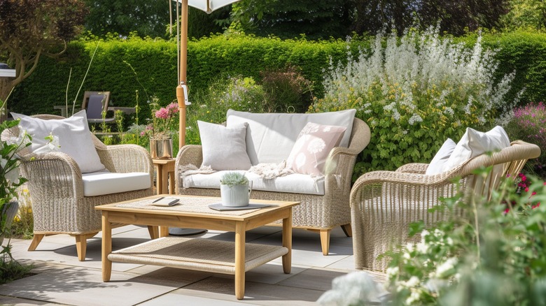 patio with thoughtful landscaping using different plants