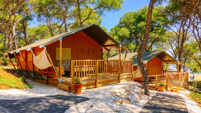 Tree-lined glamping site in Croatia