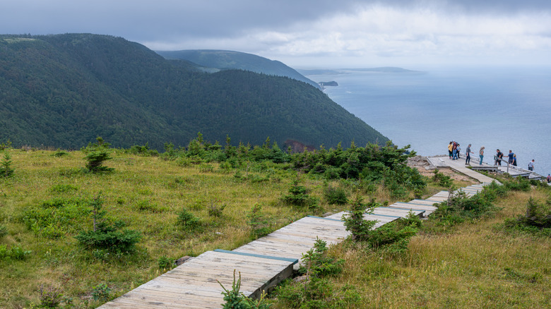 Hikers on Skyline Trail in Nova Scotia