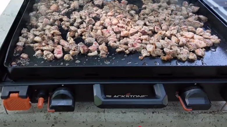 Blackstone camping griddle cooking steak