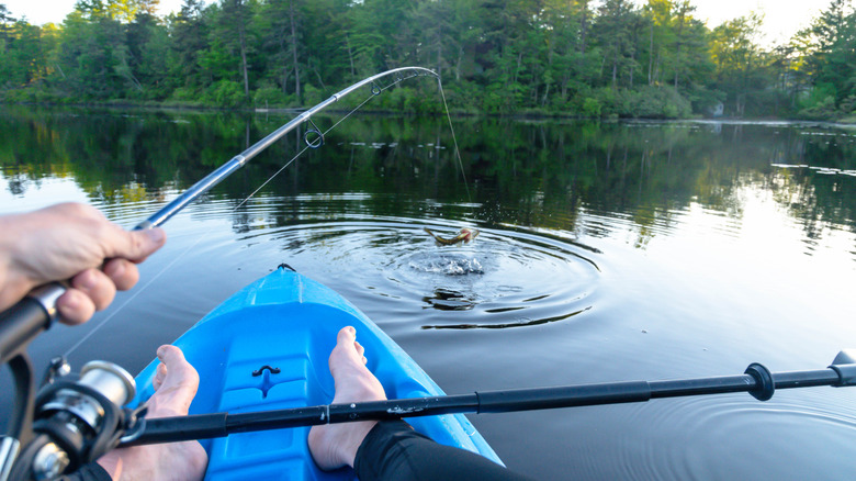 Fishing from a kayak