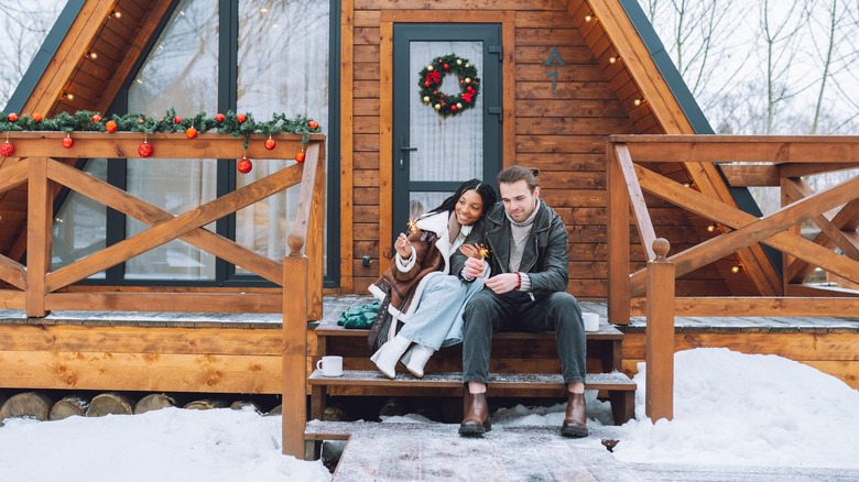 people on patio in winter