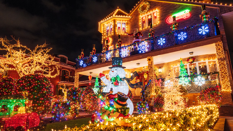 House with lot of christmas lights