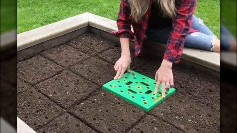 Seeding Square being used in the garden