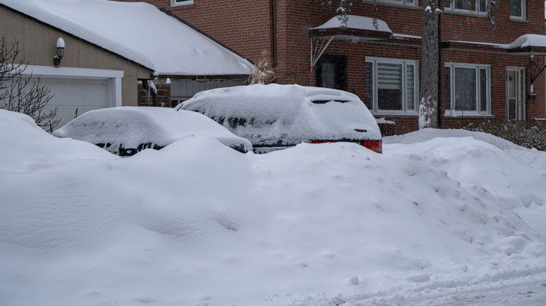 driveway covered with snow